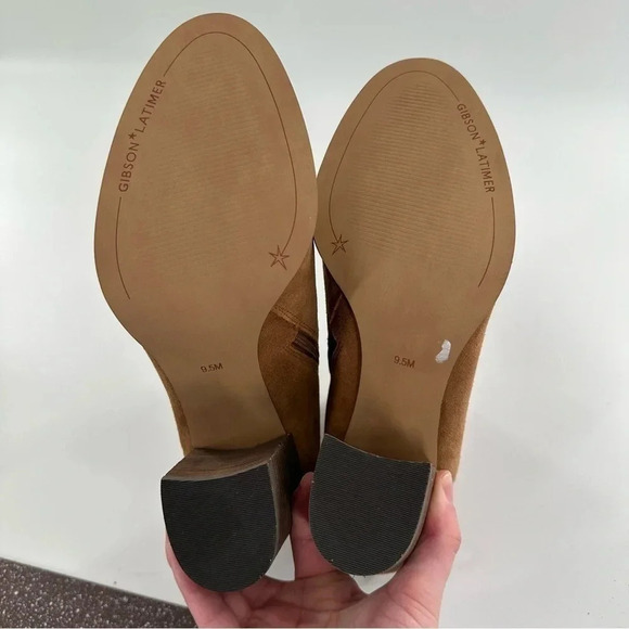 New Gibson Latimer womens ankle booties size 9.5 tan suede bow western boots - Picture 6 of 12